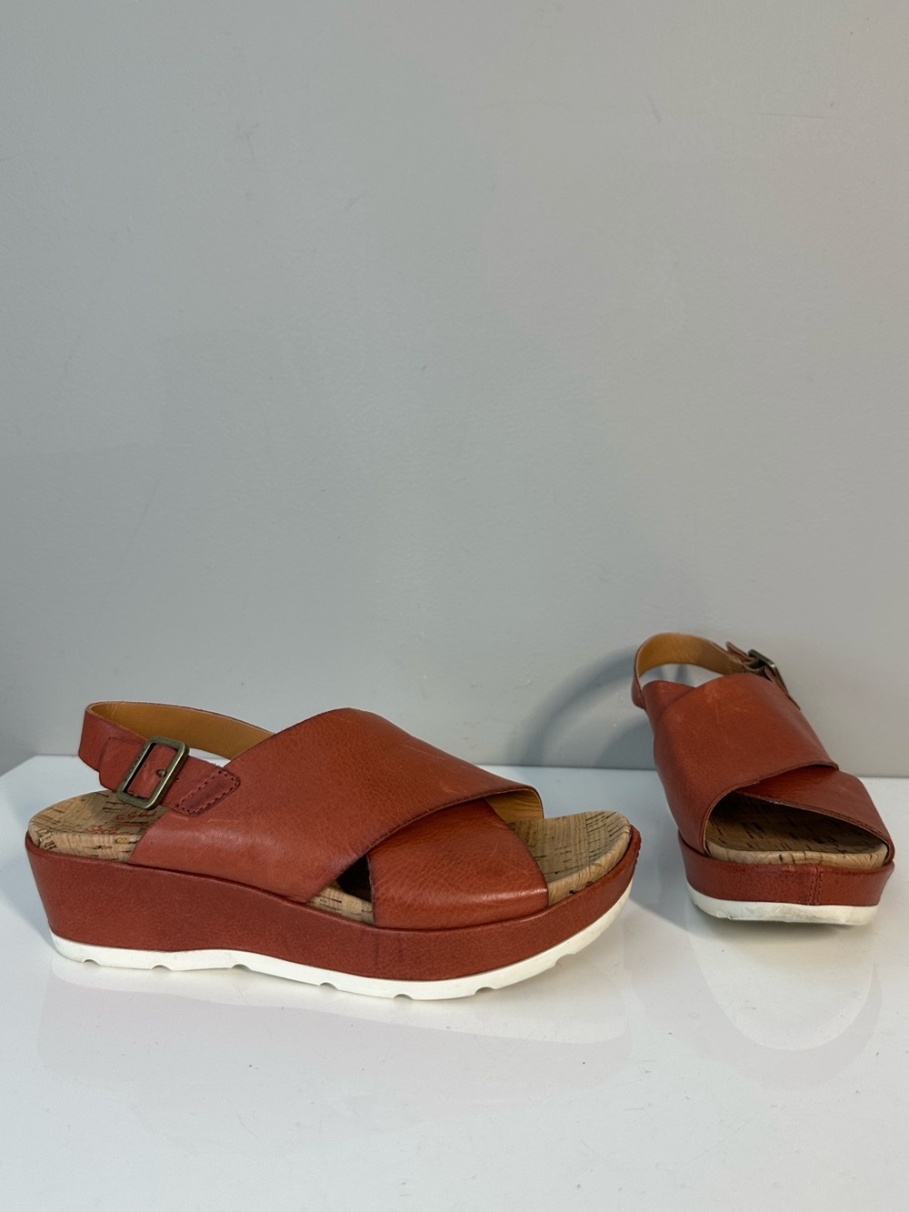 Kork-Ease Chloe Slingback Terracotta Leather Sandals Size 7 Bohemian